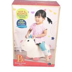 B Toys Ride On Toy Unicorn Hopper Bouncy Boing Pixie Air Pump Included (18m +)